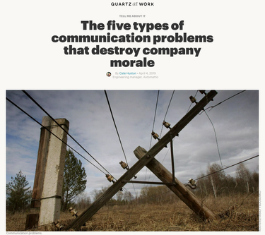 OpenGraph image for cate.blog/2019/04/17/the-five-types-of-communication-problems-that-destroy-company-morale/