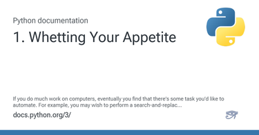 OpenGraph image for docs.python.org/3/tutorial/appetite.html