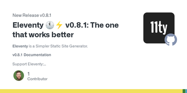 OpenGraph image for github.com/11ty/eleventy/releases/tag/v0.8.1