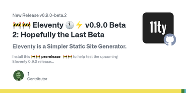 OpenGraph image for github.com/11ty/eleventy/releases/tag/v0.9.0-beta.2