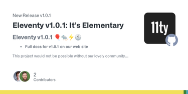 OpenGraph image for github.com/11ty/eleventy/releases/tag/v1.0.1