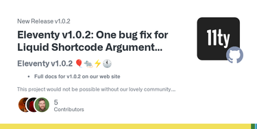 OpenGraph image for github.com/11ty/eleventy/releases/tag/v1.0.2