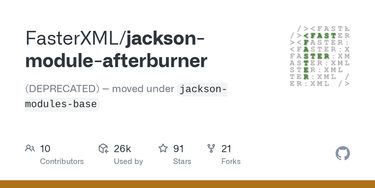 OpenGraph image for github.com/FasterXML/jackson-module-afterburner