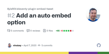 OpenGraph image for github.com/KyleMit/eleventy-plugin-embed-tweet/pull/2