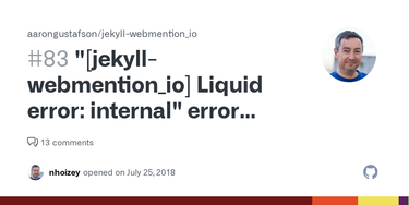 OpenGraph image for github.com/aarongustafson/jekyll-webmention_io/issues/83