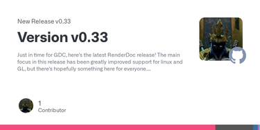 OpenGraph image for github.com/baldurk/renderdoc/releases/tag/v0.33