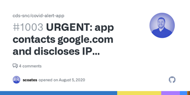 OpenGraph image for github.com/cds-snc/covid-alert-app/issues/1003