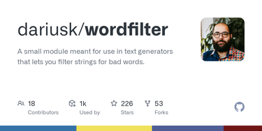 OpenGraph image for github.com/dariusk/wordfilter