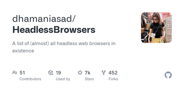OpenGraph image for github.com/dhamaniasad/HeadlessBrowsers
