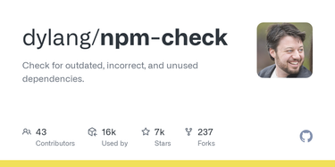 OpenGraph image for github.com/dylang/npm-check
