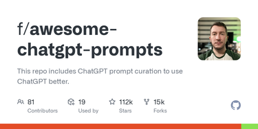 OpenGraph image for github.com/f/awesome-chatgpt-prompts