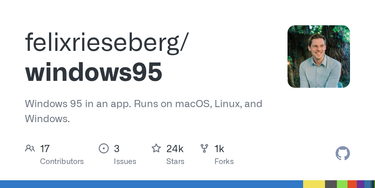 OpenGraph image for github.com/felixrieseberg/windows95