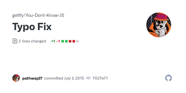 OpenGraph image for github.com/getify/You-Dont-Know-JS/commit/7027e71cc6561fd2f06ce943e7c4bd85fbe2bbb9#diff-9217e0f20f11ce81aa4ac46a5c181de7