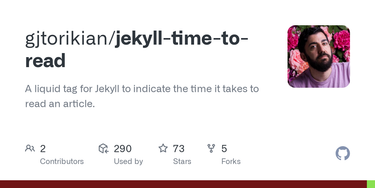 OpenGraph image for github.com/gjtorikian/jekyll-time-to-read