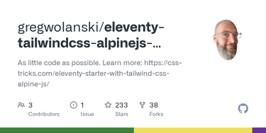 OpenGraph image for github.com/gregwolanski/eleventy-tailwindcss-alpinejs-starter