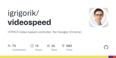 OpenGraph image for github.com/igrigorik/videospeed