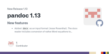 OpenGraph image for github.com/jgm/pandoc/releases/tag/1.13