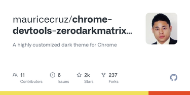 OpenGraph image for github.com/mauricecruz/chrome-devtools-zerodarkmatrix-theme