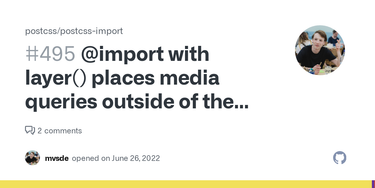 OpenGraph image for github.com/postcss/postcss-import/issues/495