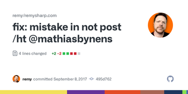 OpenGraph image for github.com/remy/remysharp.com/commit/495d7623c0593699da3eb135576fafe7e9e4df7d