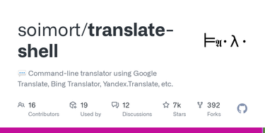 OpenGraph image for github.com/soimort/translate-shell