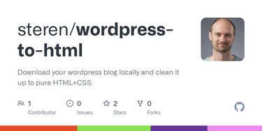 OpenGraph image for github.com/steren/wordpress-to-html