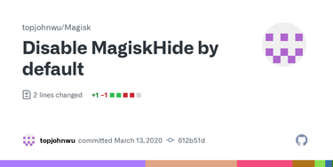 OpenGraph image for github.com/topjohnwu/Magisk/commit/612b51d48f9771a65cfab045f931573f42d3a494