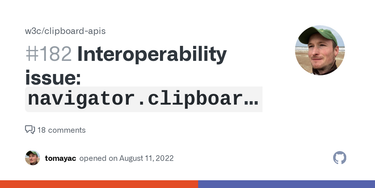 OpenGraph image for github.com/w3c/clipboard-apis/issues/182