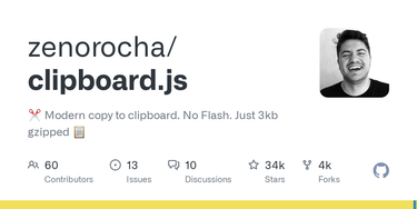 OpenGraph image for github.com/zenorocha/clipboard.js