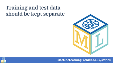 OpenGraph image for machinelearningforkids.co.uk/stories/separation-of-training-and-test-data