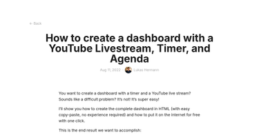 OpenGraph image for stagetimer.io/blog/how-to-create-a-dashboard-with-timer-agenda-and-livestream/