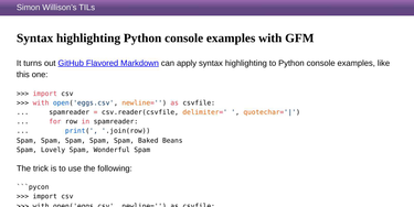 OpenGraph image for til.simonwillison.net/github/syntax-highlighting-python-console