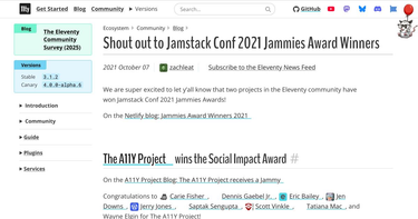 OpenGraph image for 11ty.dev/blog/jammies-2021/