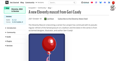 OpenGraph image for 11ty.dev/blog/new-mascot-from-geri-coady/