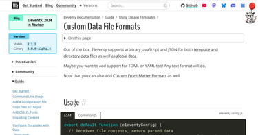 OpenGraph image for 11ty.dev/docs/data-custom/