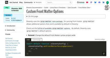 OpenGraph image for 11ty.dev/docs/data-frontmatter-customize/#example-parse-excerpts-from-content