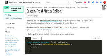 OpenGraph image for 11ty.dev/docs/data-frontmatter-customize/#example-parse-excerpts-from-content