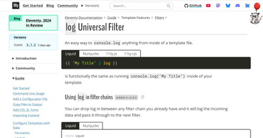 OpenGraph image for 11ty.dev/docs/filters/log/