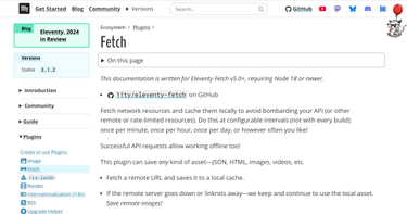 OpenGraph image for 11ty.dev/docs/plugins/cache/#cache-a-json-file-from-an-api