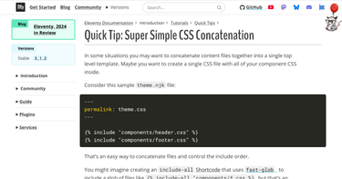 OpenGraph image for 11ty.dev/docs/quicktips/concatenate/