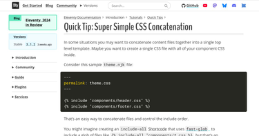 OpenGraph image for 11ty.dev/docs/quicktips/concatenate/