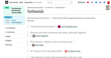 OpenGraph image for 11ty.dev/docs/testimonials/
