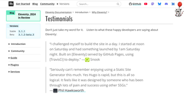 OpenGraph image for 11ty.dev/docs/testimonials/