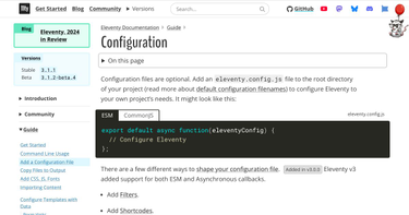 OpenGraph image for 11ty.io/docs/config/#template-formats