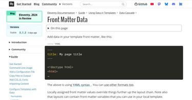 OpenGraph image for 11ty.io/docs/data-frontmatter/#example%3A-using-front-matter-excerpts