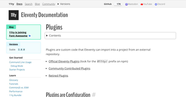 OpenGraph image for 11ty.io/docs/plugins/#unofficial-plugins