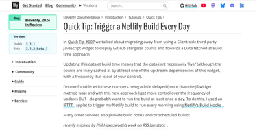 OpenGraph image for 11ty.io/docs/quicktips/netlify-ifttt/