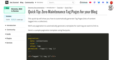 OpenGraph image for 11ty.io/docs/quicktips/tag-pages/
