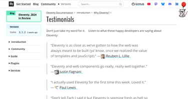 OpenGraph image for 11ty.io/docs/testimonials/