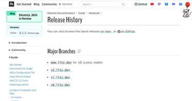 OpenGraph image for 11ty.io/docs/versions/